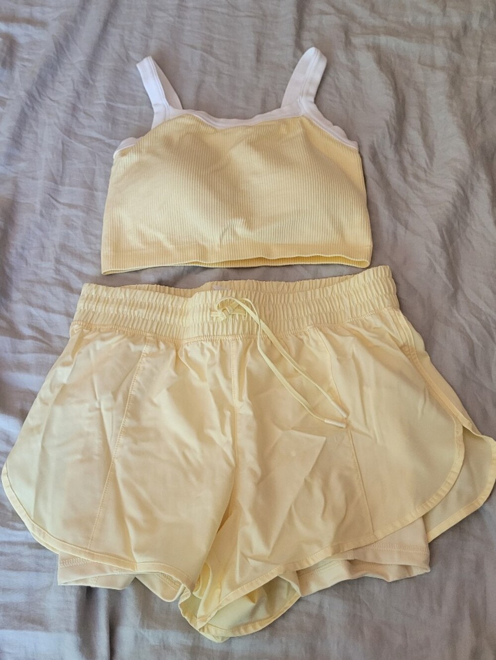 90 Degree Soft Yellow Ribbed Bralette & Shorts Set